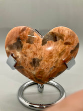 Load image into Gallery viewer, Peach Moonstone with Smoky Quartz Heart