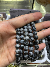 Load image into Gallery viewer, Snowflake Obsidian Bracelet (8 mm)