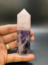 Load image into Gallery viewer, Dogtooth Amethyst with Rose Quartz Point