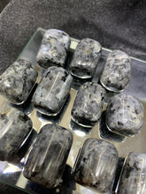 Load image into Gallery viewer, Larvakite (Black Labradorite) Tumbled