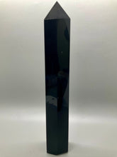 Load image into Gallery viewer, Black Obsidian Tower with Seven Chakra Engravings
