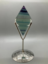 Load image into Gallery viewer, Rainbow Fluorite Diamond Carving with Stand
