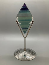 Load image into Gallery viewer, Rainbow Fluorite Diamond Carving with Stand
