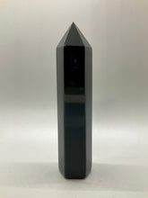 Load image into Gallery viewer, Black Obsidian Tower with Seven Chakra Engravings
