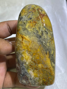 Yellow Crazy Lace Agate Standing Piece