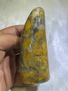 Yellow Crazy Lace Agate Standing Piece