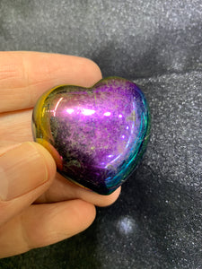 Rainbow Aura Crystal Puff Heart (Coated Crystal)