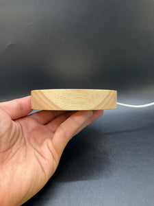 Disc Shape Wooden LED USB Light Base (white)