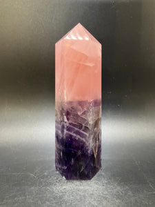 Dogtooth Amethyst  with Rose Quartz Point