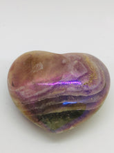 Load image into Gallery viewer, Rainbow Aura Fluorite Heart
