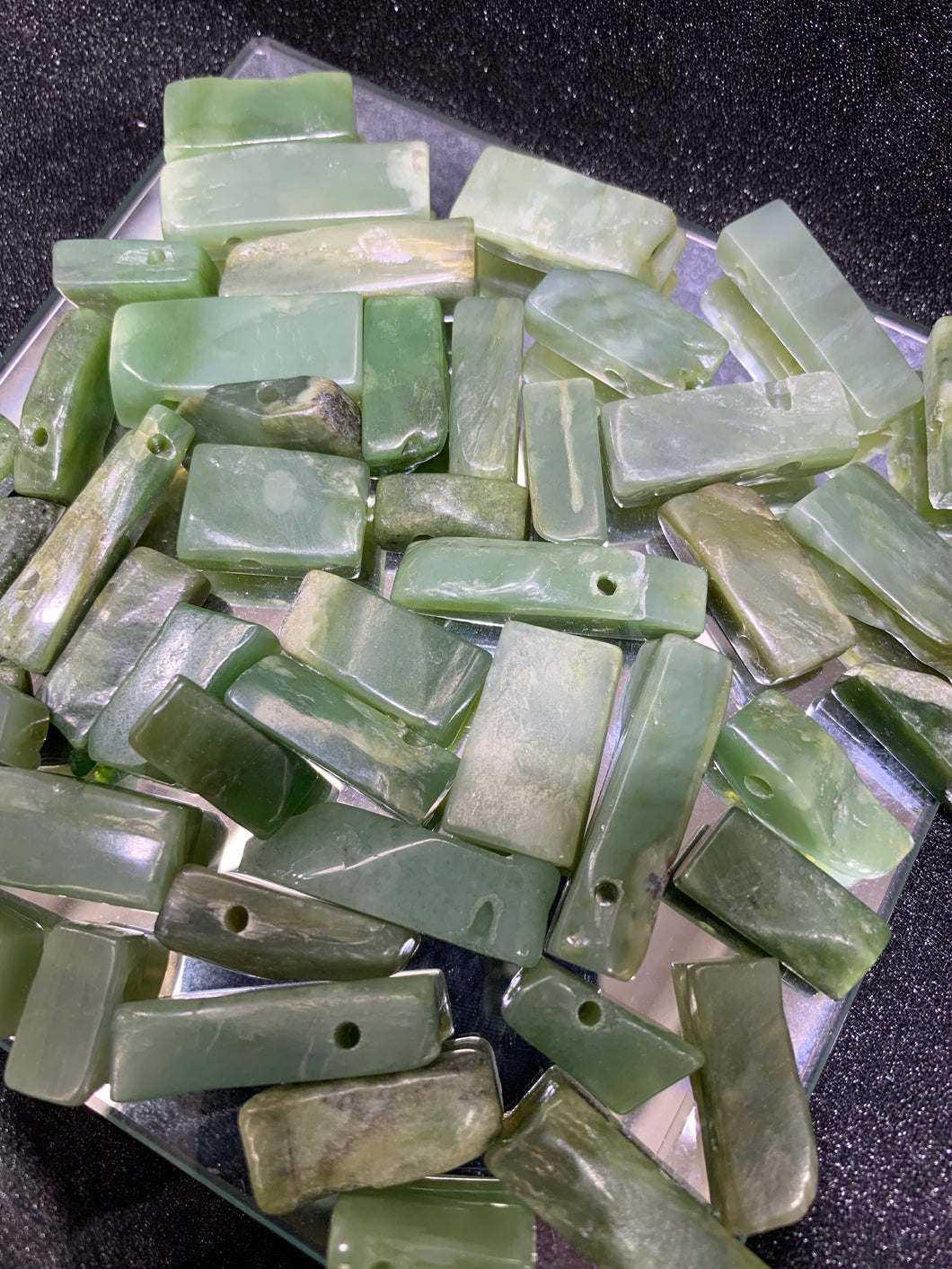 Nephrite Jade Stick Beads - from Canada