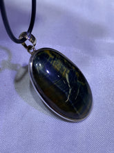 Load image into Gallery viewer, Blue Tiger&#39;s Eye Pendant - Sterling Silver Frame
