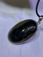 Load image into Gallery viewer, Blue Tiger&#39;s Eye Pendant - Sterling Silver Frame
