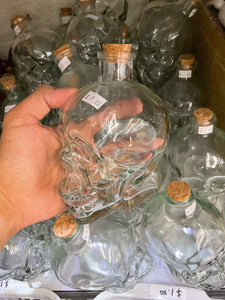 Clear Glass Skull Bottle